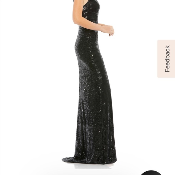 💐MAC DUGGUL BLACK/CHARCOAL EVENING SEQUIN V DROP GOWN - Picture 7 of 16